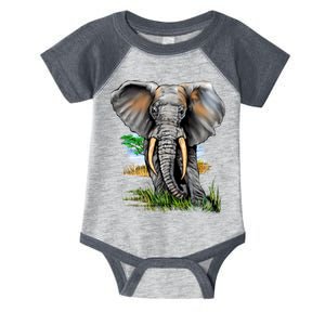 Wildlife - Big Face Elephant Portrait Infant Baby Jersey Bodysuit