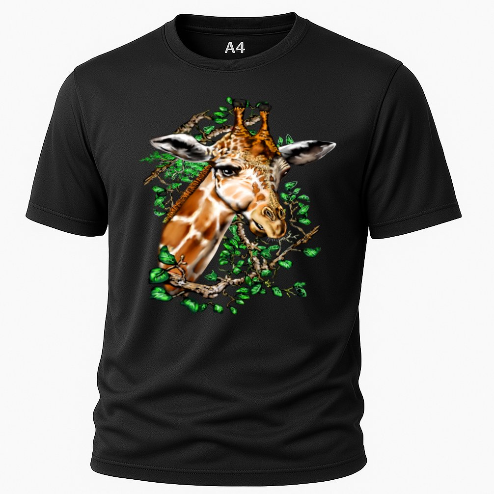 Wildlife - Big Face Giraffe Portrait Cooling Performance Crew T-Shirt
