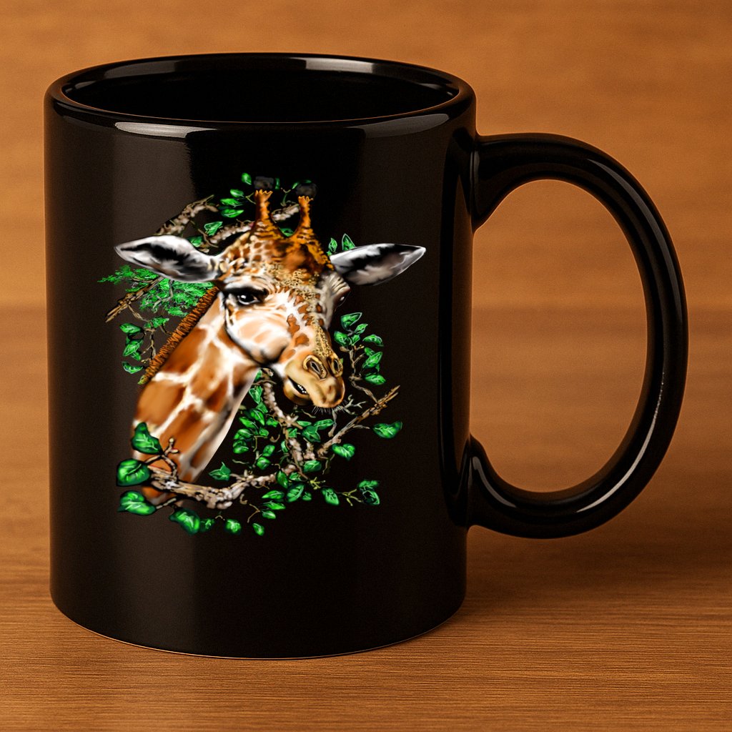 Wildlife - Big Face Giraffe Portrait 11oz C Handle Ceramic Mug