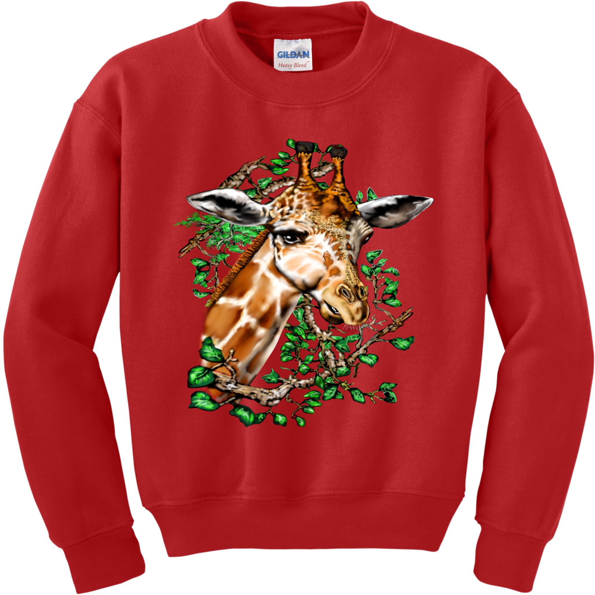 Wildlife - Big Face Giraffe Portrait Kids Sweatshirt