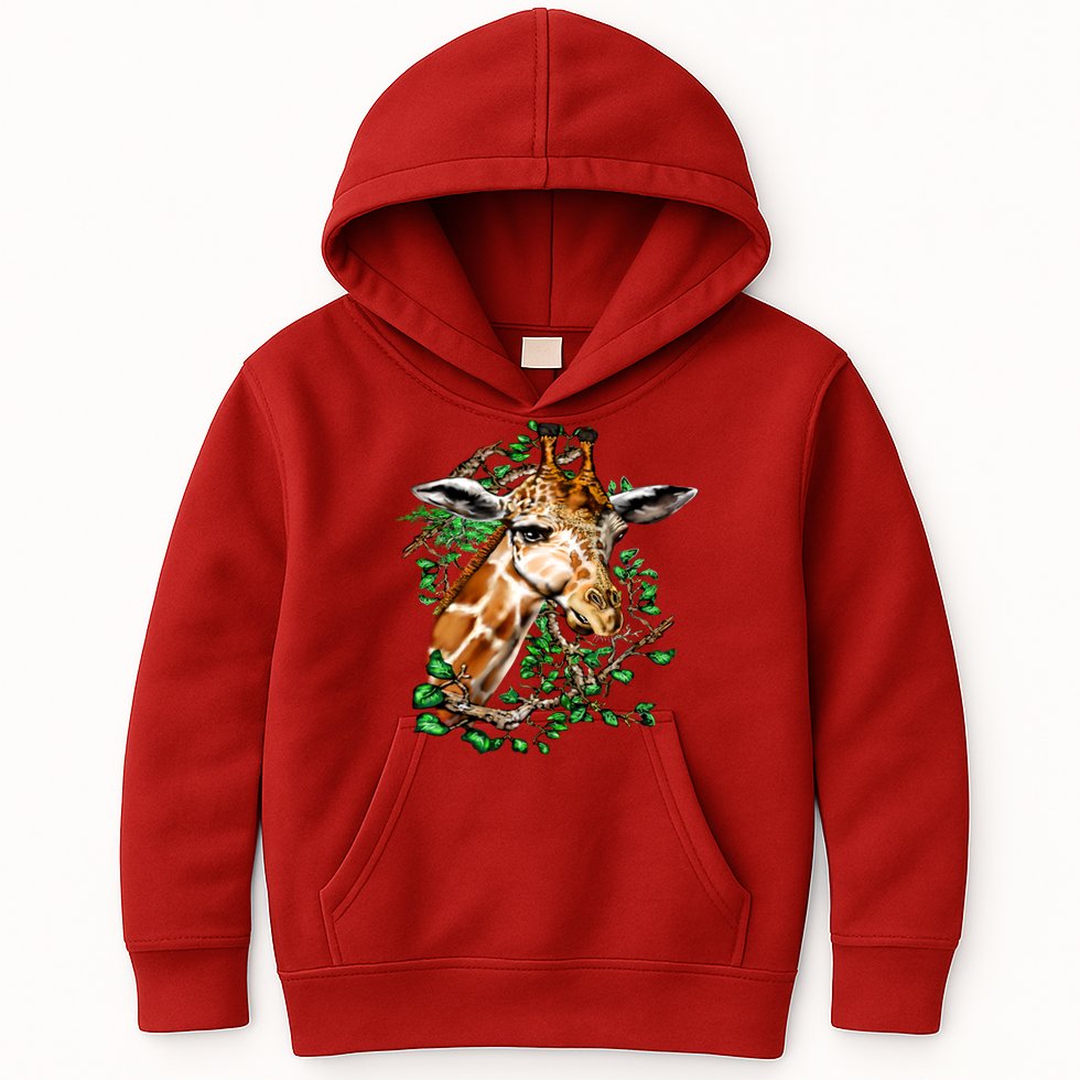Wildlife - Big Face Giraffe Portrait Kids Hoodie
