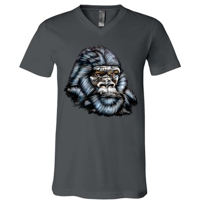 Wildlife - Big Face Gorilla Portrait V-Neck T-Shirt