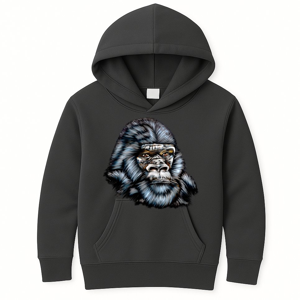 Wildlife - Big Face Gorilla Portrait Kids Hoodie