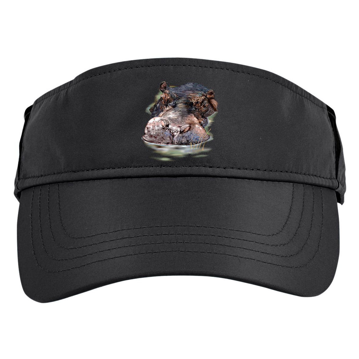 Wildlife - Big Face Hippo Portrait Adult Drive Performance Visor