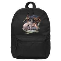 Wildlife - Big Face Hippo Portrait 16 in Basic Backpack