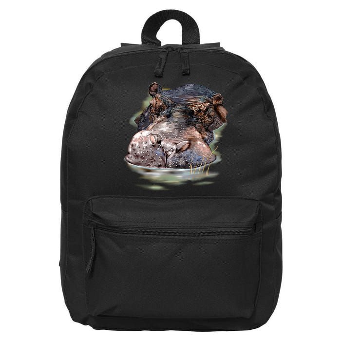 Wildlife - Big Face Hippo Portrait 16 in Basic Backpack