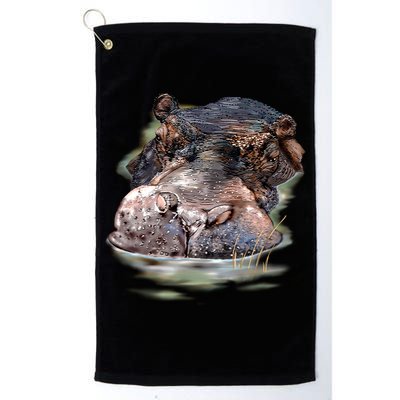 Wildlife - Big Face Hippo Portrait Golf Towel