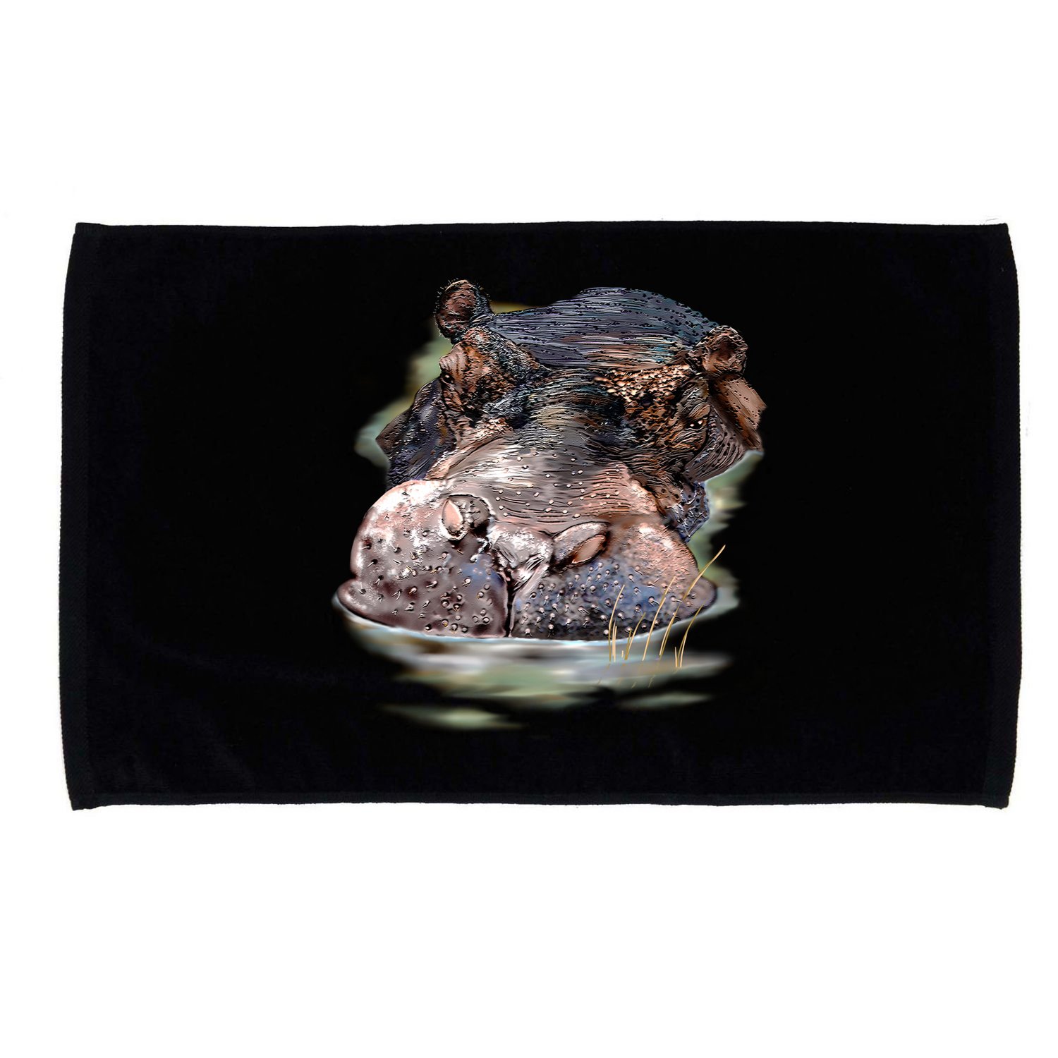 Wildlife - Big Face Hippo Portrait Microfiber Hand Towel