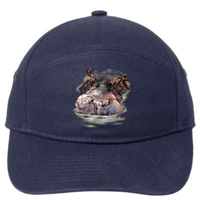 Wildlife - Big Face Hippo Portrait 7-Panel Snapback Hat