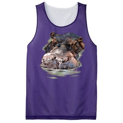 Wildlife - Big Face Hippo Portrait Mesh Reversible Basketball Jersey Tank