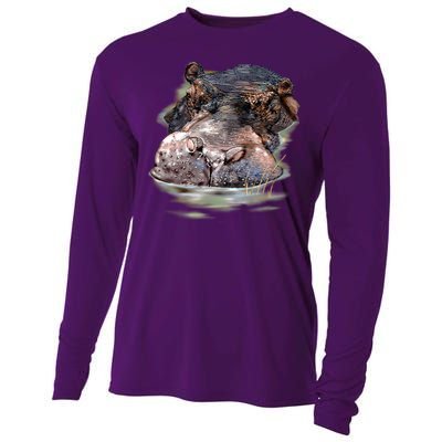 Wildlife - Big Face Hippo Portrait Cooling Performance Long Sleeve Crew