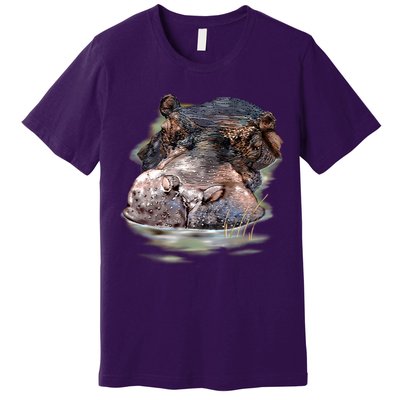 Wildlife - Big Face Hippo Portrait Premium T-Shirt