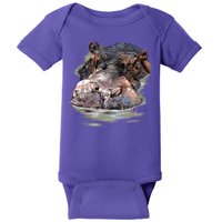 Wildlife - Big Face Hippo Portrait Baby Bodysuit