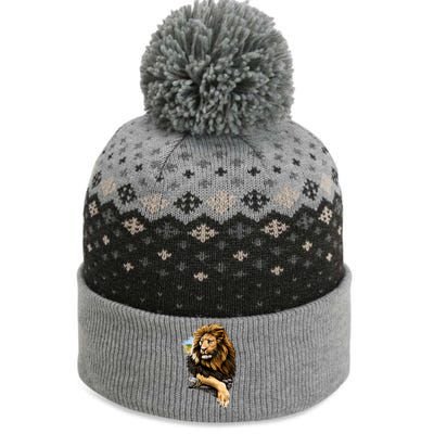 Wildlife - Big Face Proud Lion Portrait The Baniff Cuffed Pom Beanie