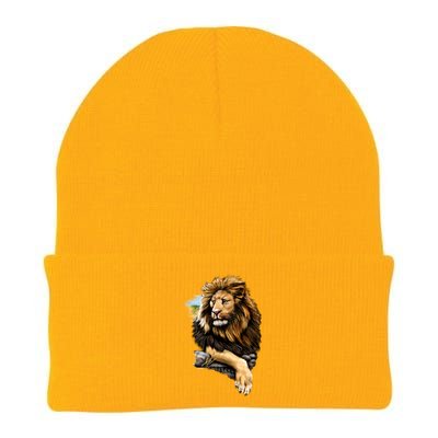 Wildlife - Big Face Proud Lion Portrait Knit Cap Winter Beanie