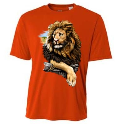 Wildlife - Big Face Proud Lion Portrait Cooling Performance Crew T-Shirt