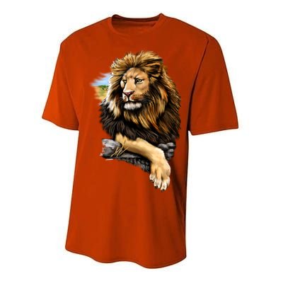 Wildlife - Big Face Proud Lion Portrait Performance Sprint T-Shirt