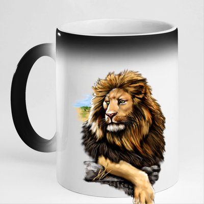 Wildlife - Big Face Proud Lion Portrait 11oz Black Color Changing Mug