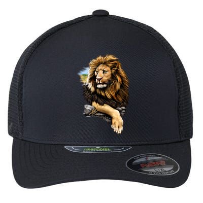 Wildlife - Big Face Proud Lion Portrait Flexfit Unipanel Trucker Cap