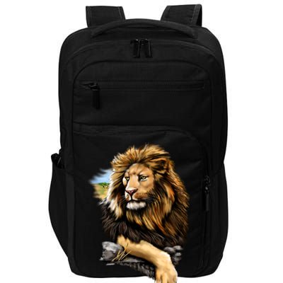 Wildlife - Big Face Proud Lion Portrait Impact Tech Backpack