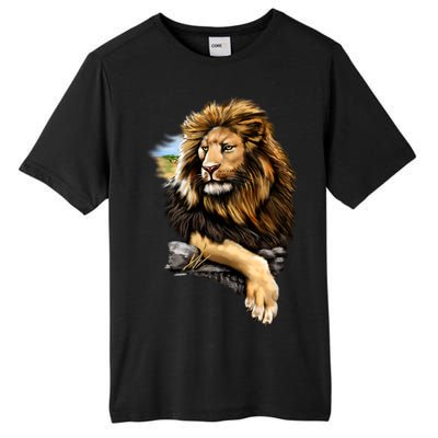 Wildlife - Big Face Proud Lion Portrait Tall Fusion ChromaSoft Performance T-Shirt