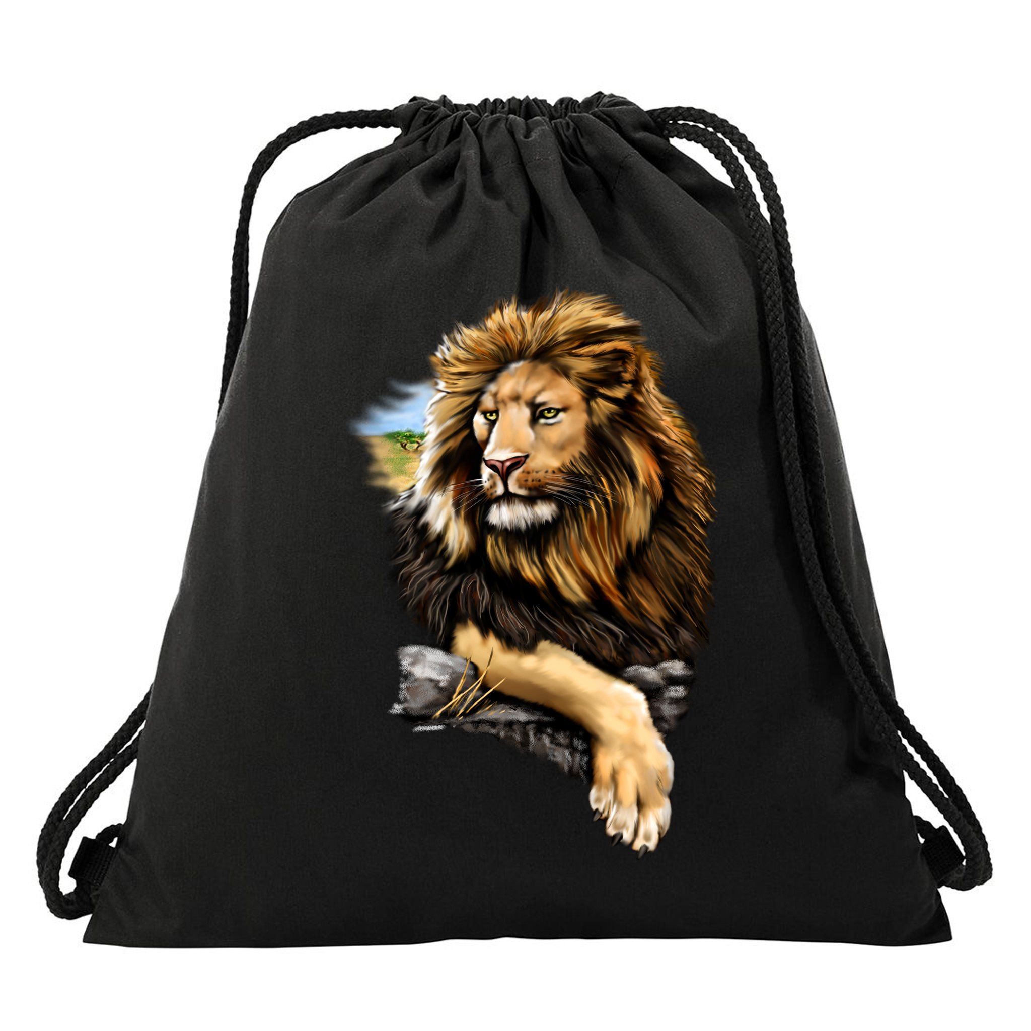 Wildlife - Big Face Proud Lion Portrait Drawstring Bag