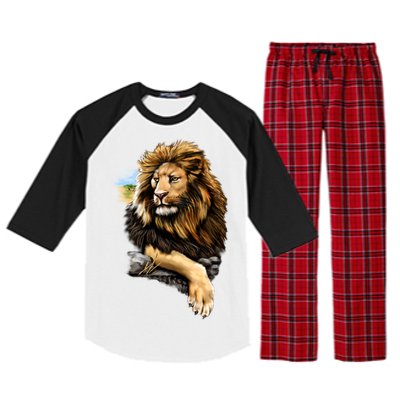 Wildlife - Big Face Proud Lion Portrait Raglan Sleeve Pajama Set