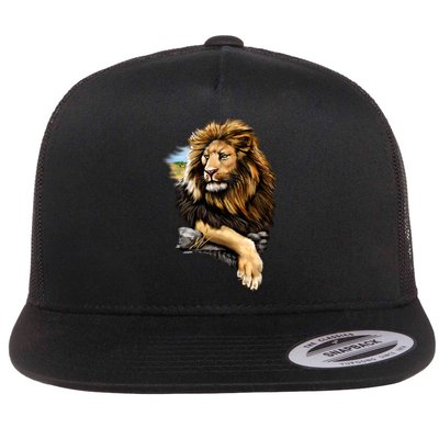 Wildlife - Big Face Proud Lion Portrait Flatbill Hat