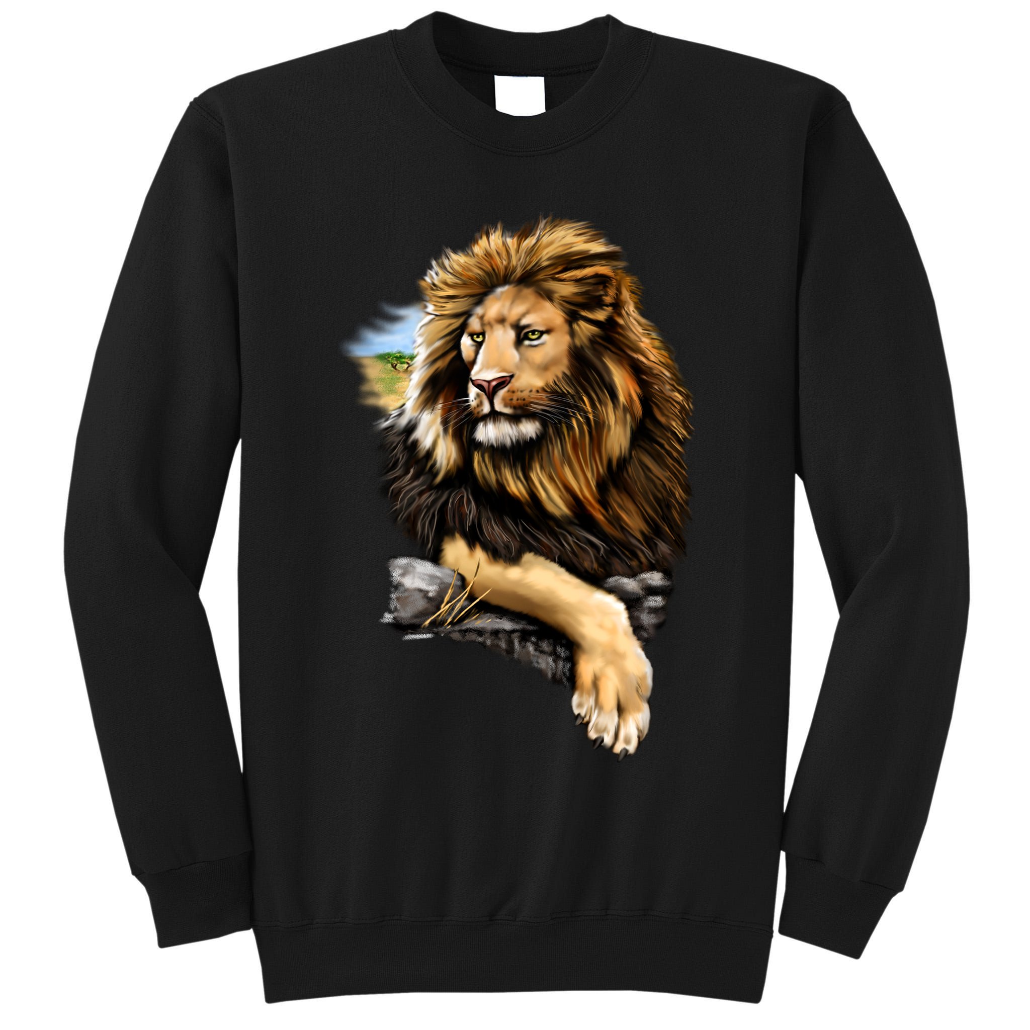 Wildlife - Big Face Proud Lion Portrait Tall Sweatshirt