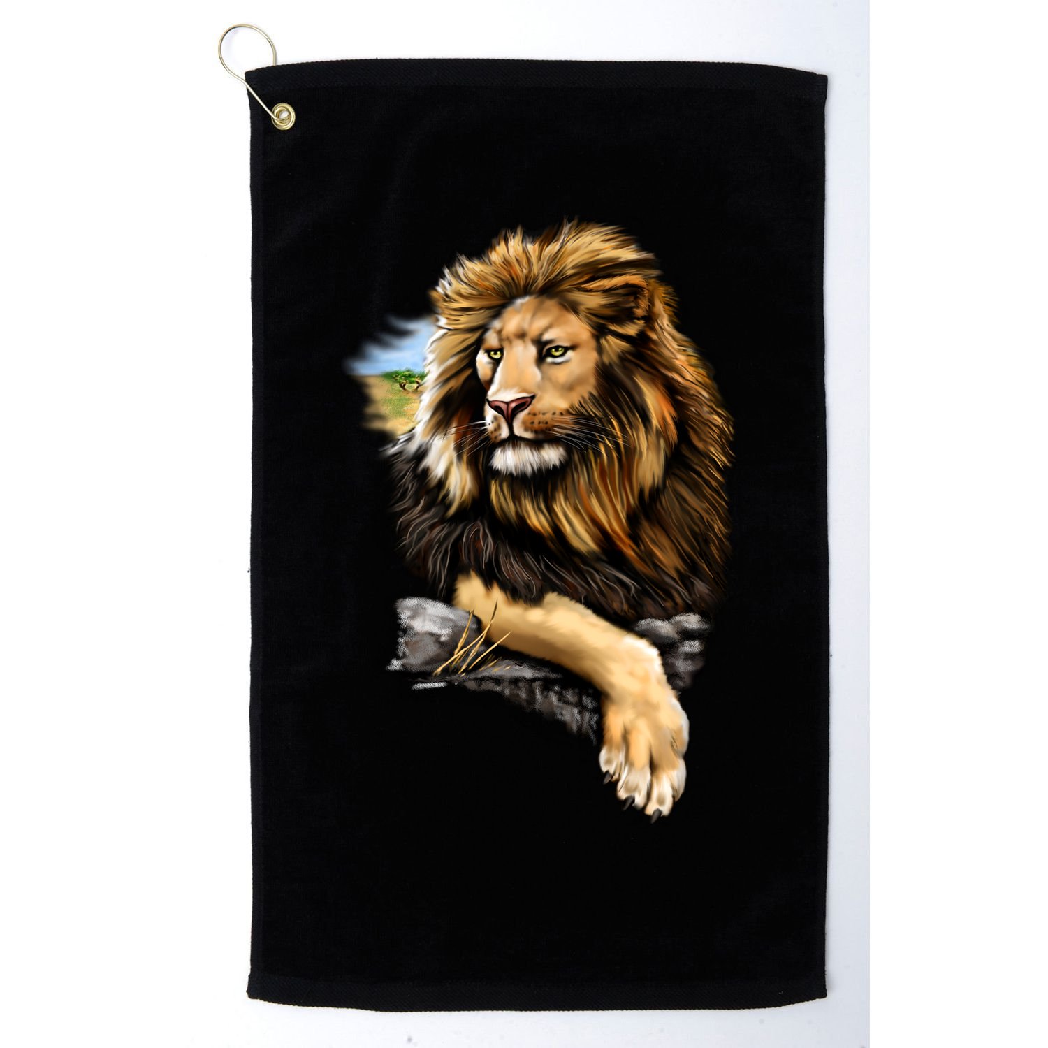 Wildlife - Big Face Proud Lion Portrait Golf Towel