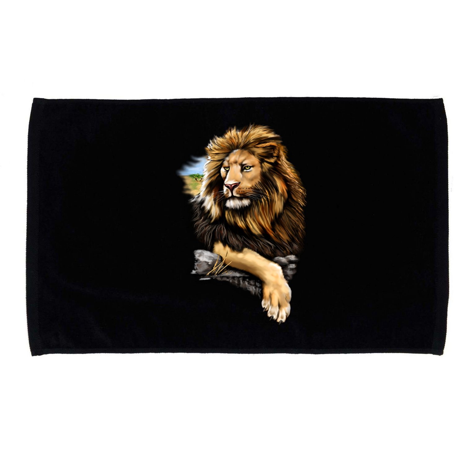 Wildlife - Big Face Proud Lion Portrait Microfiber Hand Towel