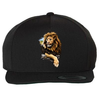 Wildlife - Big Face Proud Lion Portrait Wool Snapback Cap