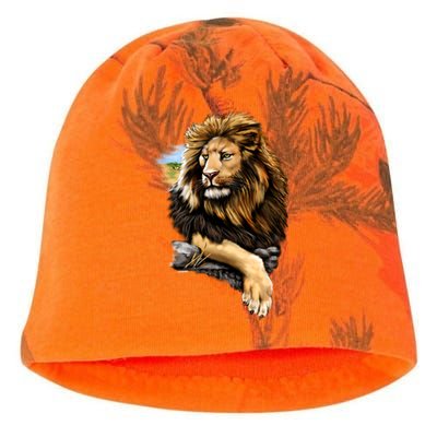 Wildlife - Big Face Proud Lion Portrait Kati - Camo Knit Beanie