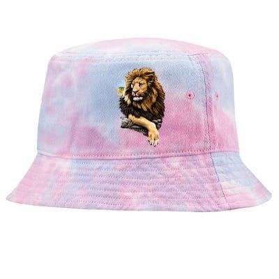 Wildlife - Big Face Proud Lion Portrait Tie-Dyed Bucket Hat