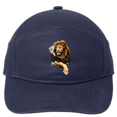 Wildlife - Big Face Proud Lion Portrait 7-Panel Snapback Hat