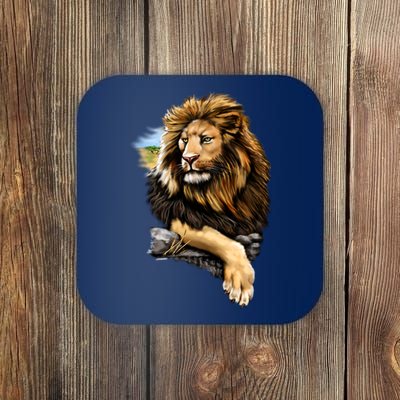 Wildlife - Big Face Proud Lion Portrait Coaster