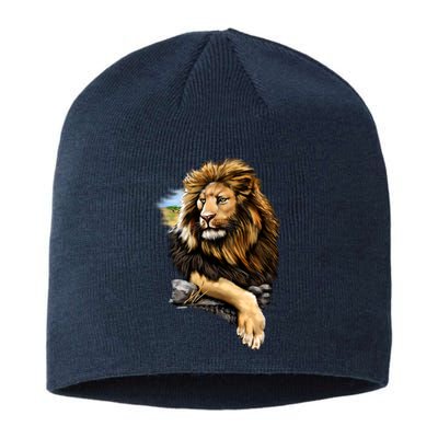 Wildlife - Big Face Proud Lion Portrait Sustainable Beanie