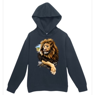 Wildlife - Big Face Proud Lion Portrait Urban Pullover Hoodie