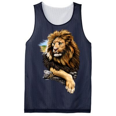 Wildlife - Big Face Proud Lion Portrait Mesh Reversible Basketball Jersey Tank