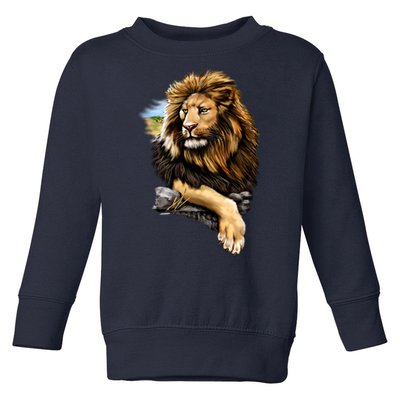 Wildlife - Big Face Proud Lion Portrait Toddler Sweatshirt