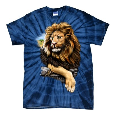 Wildlife - Big Face Proud Lion Portrait Tie-Dye T-Shirt