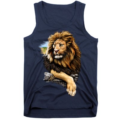 Wildlife - Big Face Proud Lion Portrait Tank Top