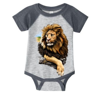 Wildlife - Big Face Proud Lion Portrait Infant Baby Jersey Bodysuit