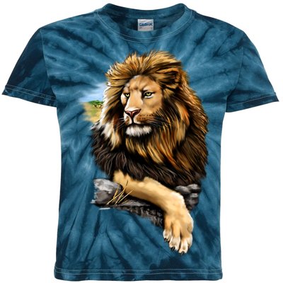 Wildlife - Big Face Proud Lion Portrait Kids Tie-Dye T-Shirt