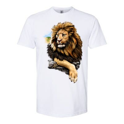 Wildlife - Big Face Proud Lion Portrait Softstyle CVC T-Shirt