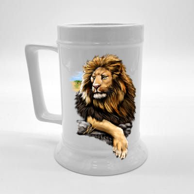 Wildlife - Big Face Proud Lion Portrait Beer Stein