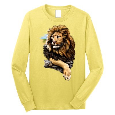 Wildlife - Big Face Proud Lion Portrait Long Sleeve Shirt