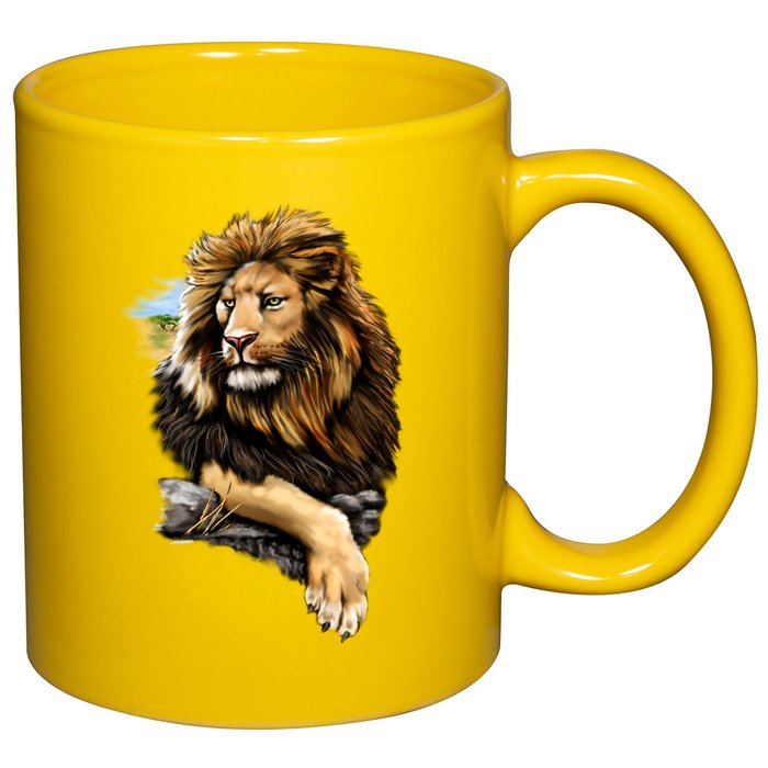 Wildlife - Big Face Proud Lion Portrait 11oz C Handle Ceramic Mug