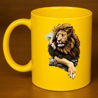 Wildlife - Big Face Proud Lion Portrait 11oz C Handle Ceramic Mug