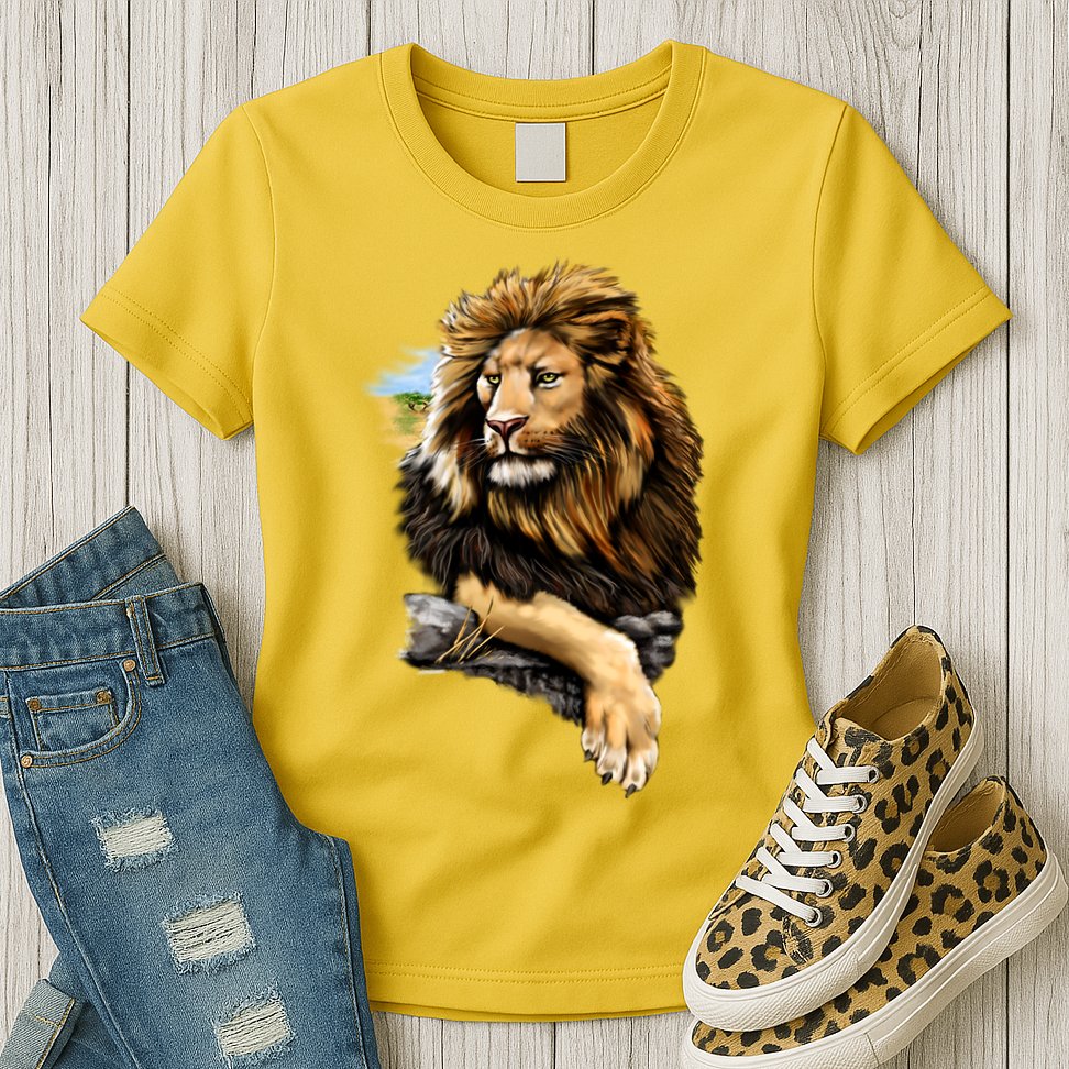 Wildlife - Big Face Proud Lion Portrait Womens T-Shirt